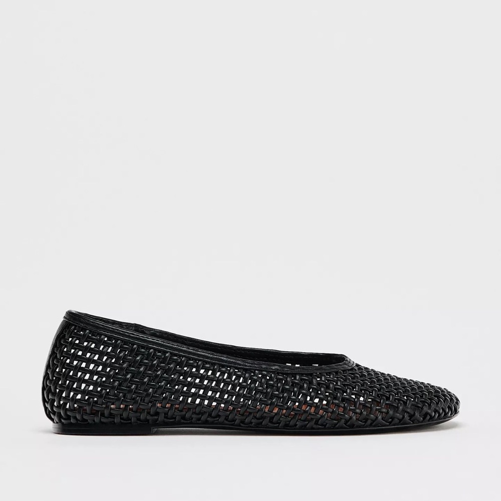 Zara Black Woven Flats